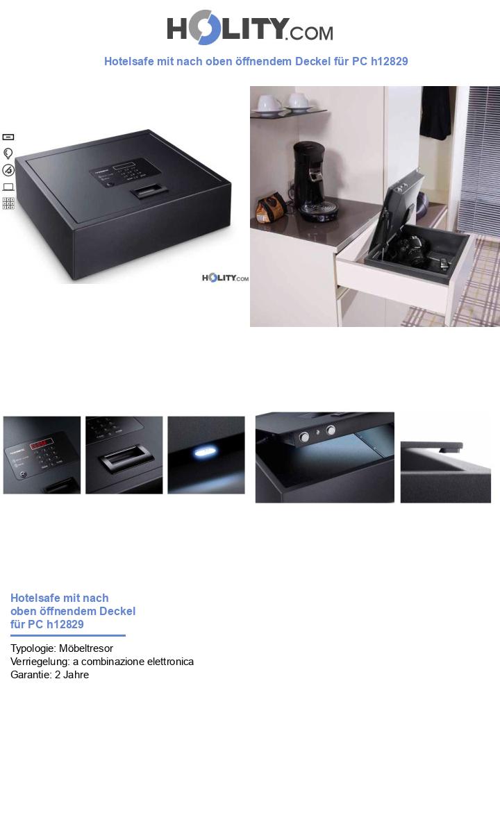 Hotelsafe mit nach oben öffnendem Deckel für PC h12829