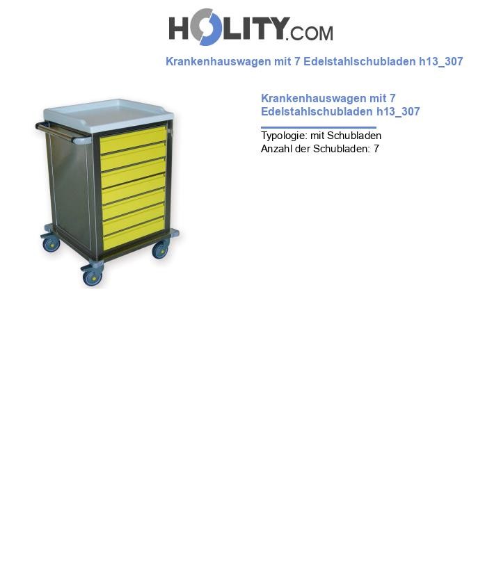Krankenhauswagen mit 7 Edelstahlschubladen h13_307