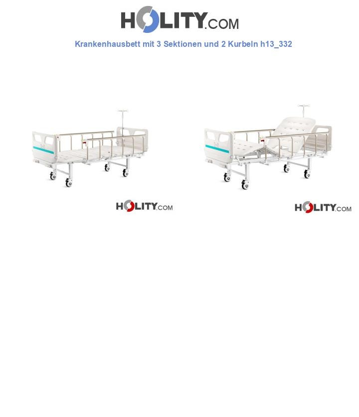 Krankenhausbett mit 3 Sektionen und 2 Kurbeln h13_332