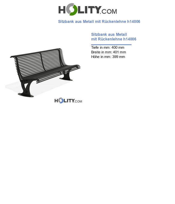 Sitzbank aus Metall mit Rückenlehne h14006
