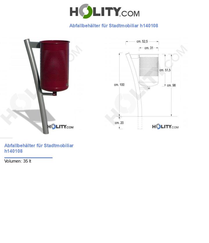 Abfallbehälter für Stadtmobiliar h140108