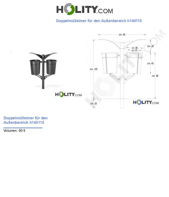 Doppelmülleimer für den Außenbereich h140115