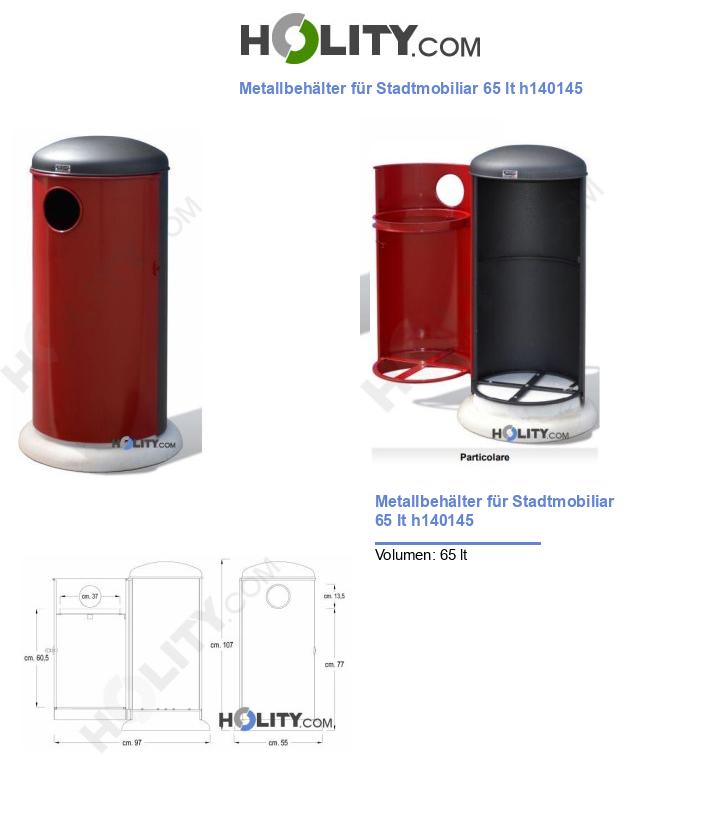 Metallbehälter für Stadtmobiliar 65 lt h140145