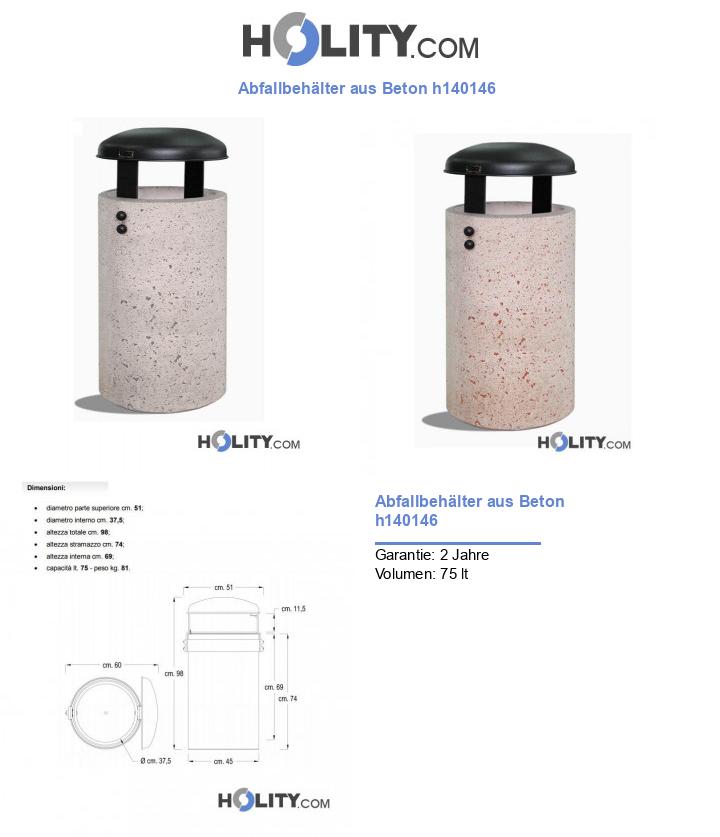 Abfallbehälter aus Beton h140146