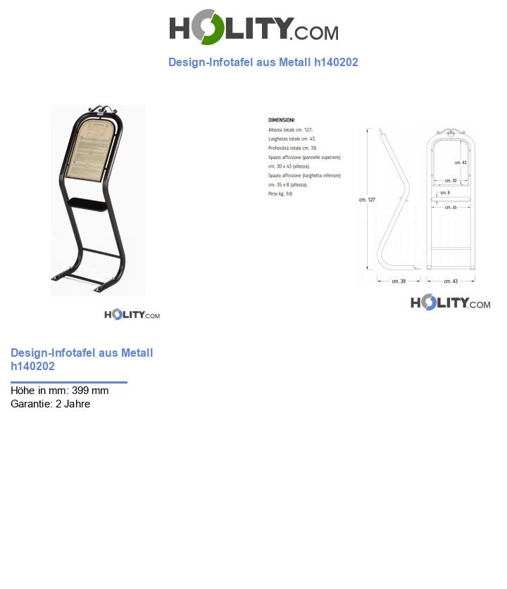 Design-Infotafel aus Metall h140202