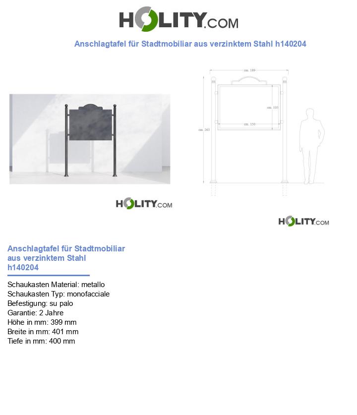 Anschlagtafel für Stadtmobiliar aus verzinktem Stahl h140204
