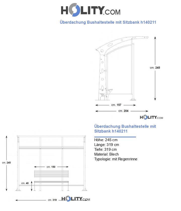 Überdachung Bushaltestelle mit Sitzbank h140211