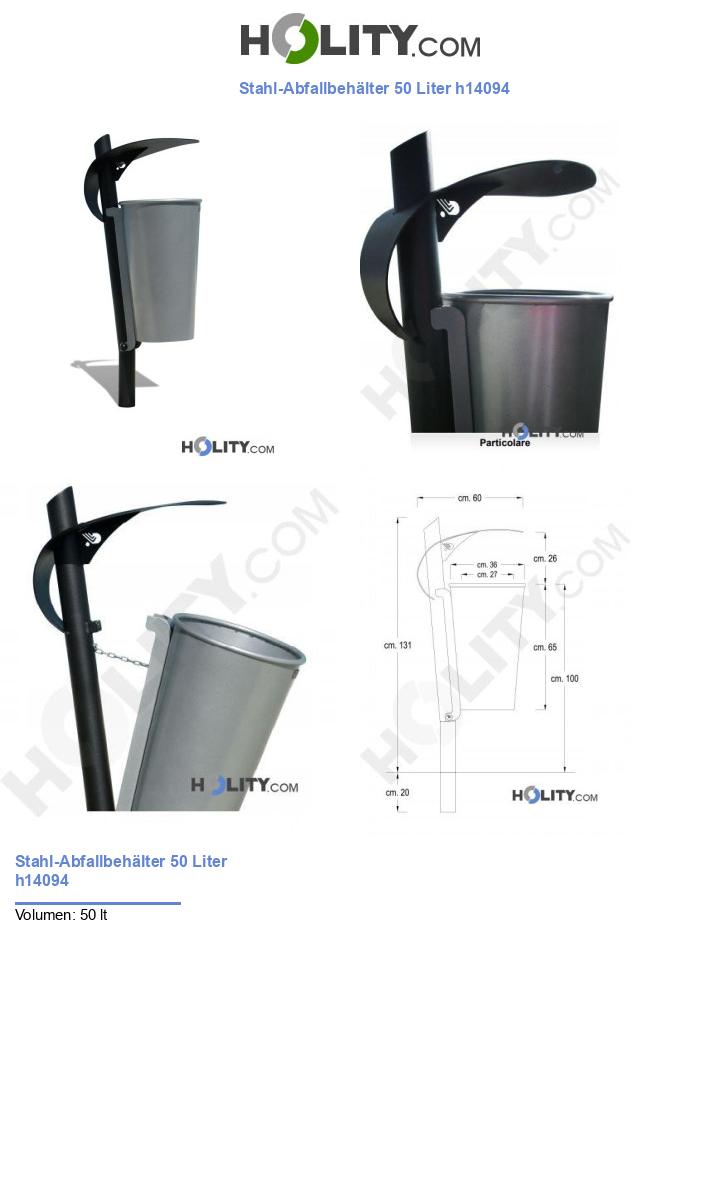 Stahl-Abfallbehälter 50 Liter h14094