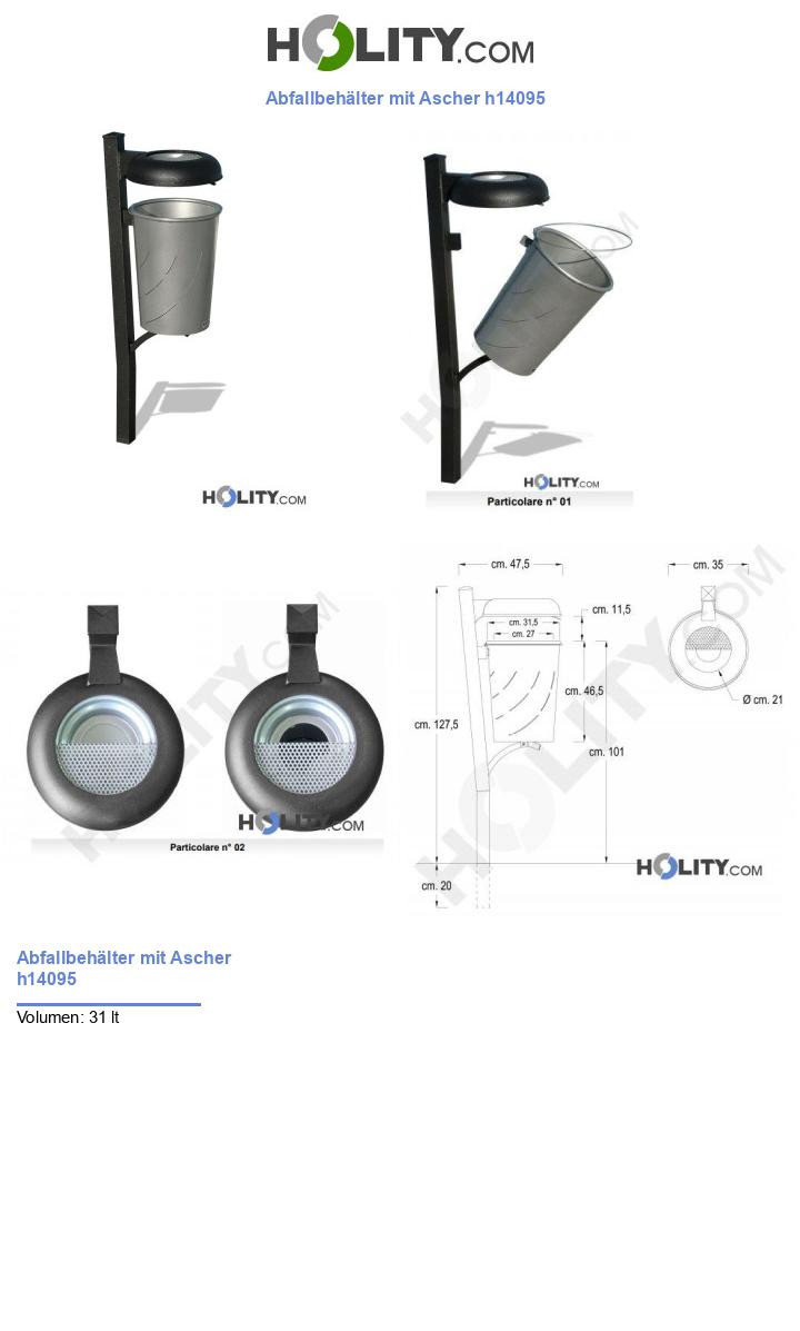 Abfallbehälter mit Ascher h14095