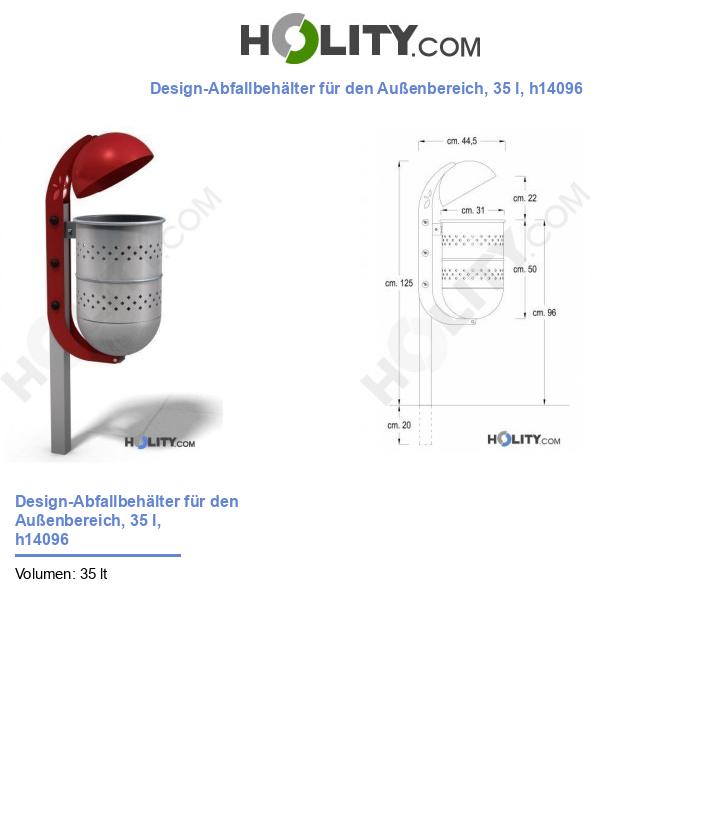 Design-Abfallbehälter für den Außenbereich, 35 l, h14096