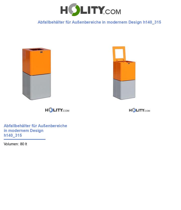 Abfallbehälter für Außenbereiche in modernem Design h140_315