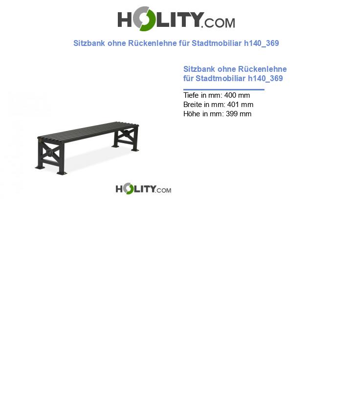 Sitzbank ohne Rückenlehne für Stadtmobiliar h140_369