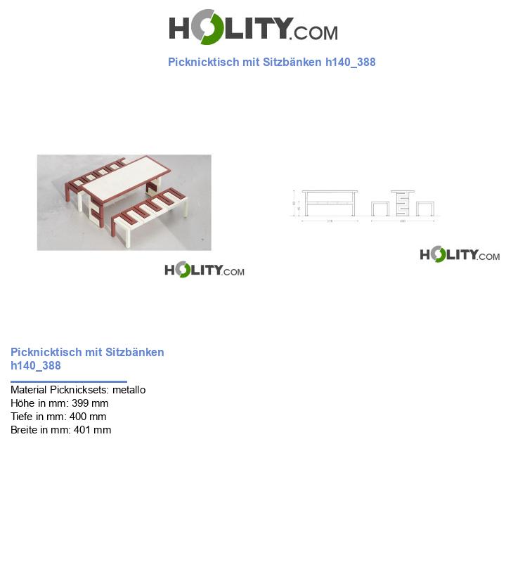 Picknicktisch mit Sitzbänken h140_388