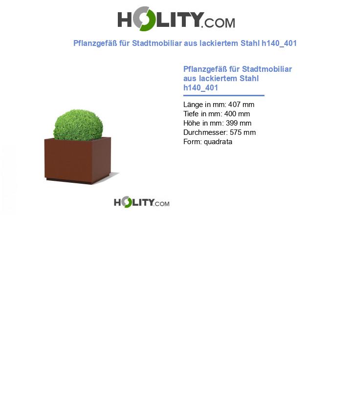 Pflanzgefäß für Stadtmobiliar aus lackiertem Stahl h140_401