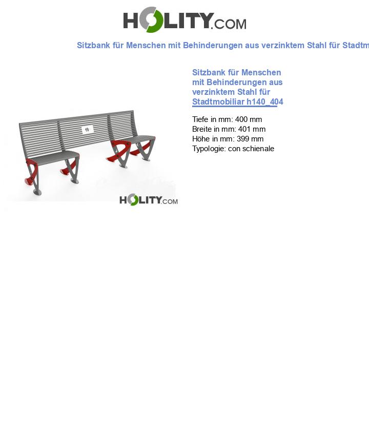Sitzbank für Menschen mit Behinderungen aus verzinktem Stahl für Stadtmobiliar h140_404