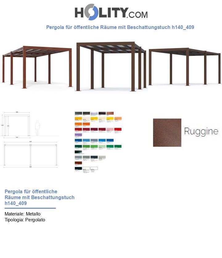 Pergola für öffentliche Räume mit Beschattungstuch h140_409
