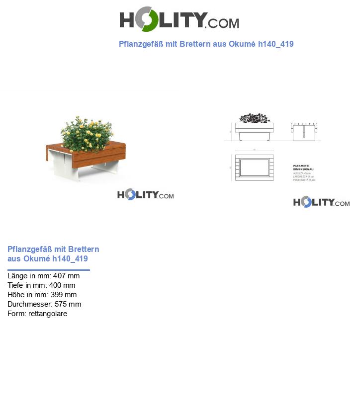 Pflanzgefäß mit Brettern aus Okumé h140_419