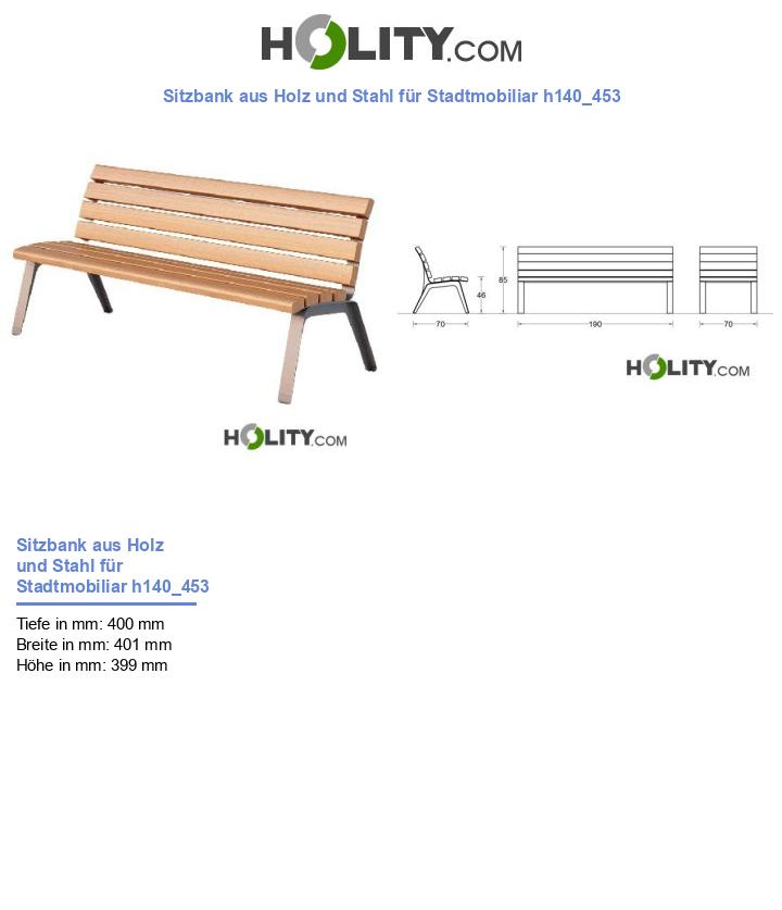 Sitzbank aus Holz und Stahl für Stadtmobiliar h140_453
