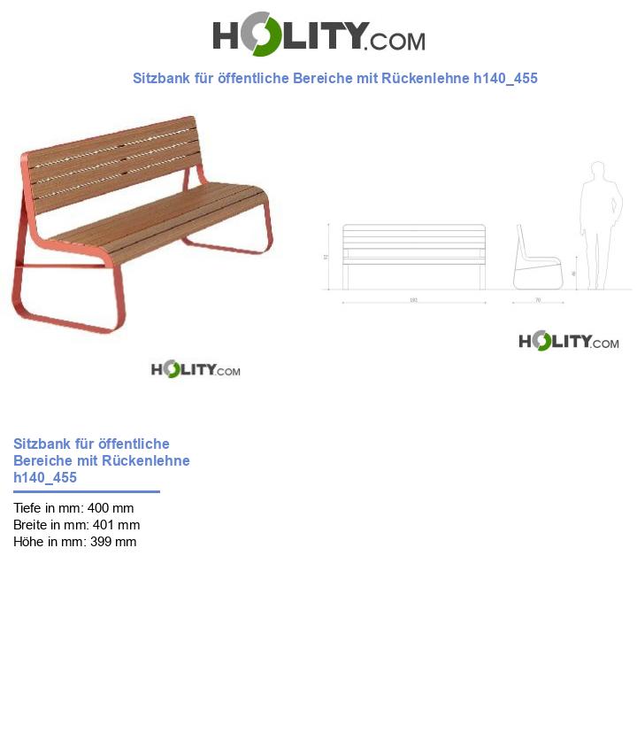 Sitzbank für öffentliche Bereiche mit Rückenlehne h140_455