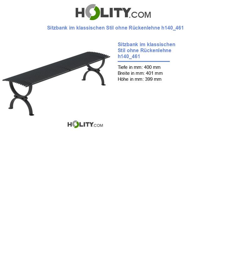 Sitzbank im klassischen Stil ohne Rückenlehne h140_461