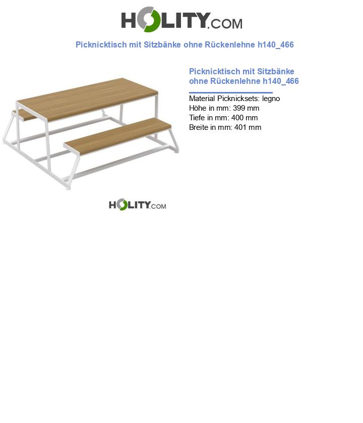 Picknicktisch mit Sitzbänke ohne Rückenlehne h140_466