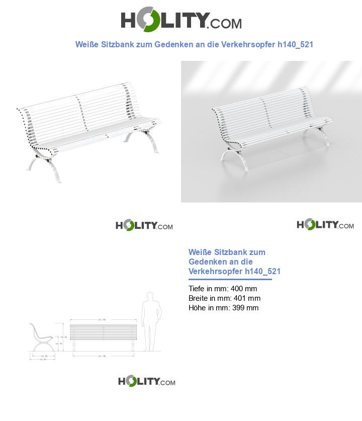 Weiße Sitzbank zum Gedenken an die Verkehrsopfer h140_521