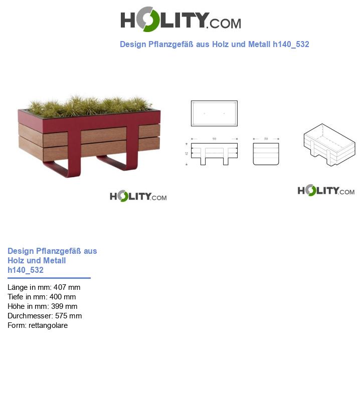 Design Pflanzgefäß aus Holz und Metall h140_532
