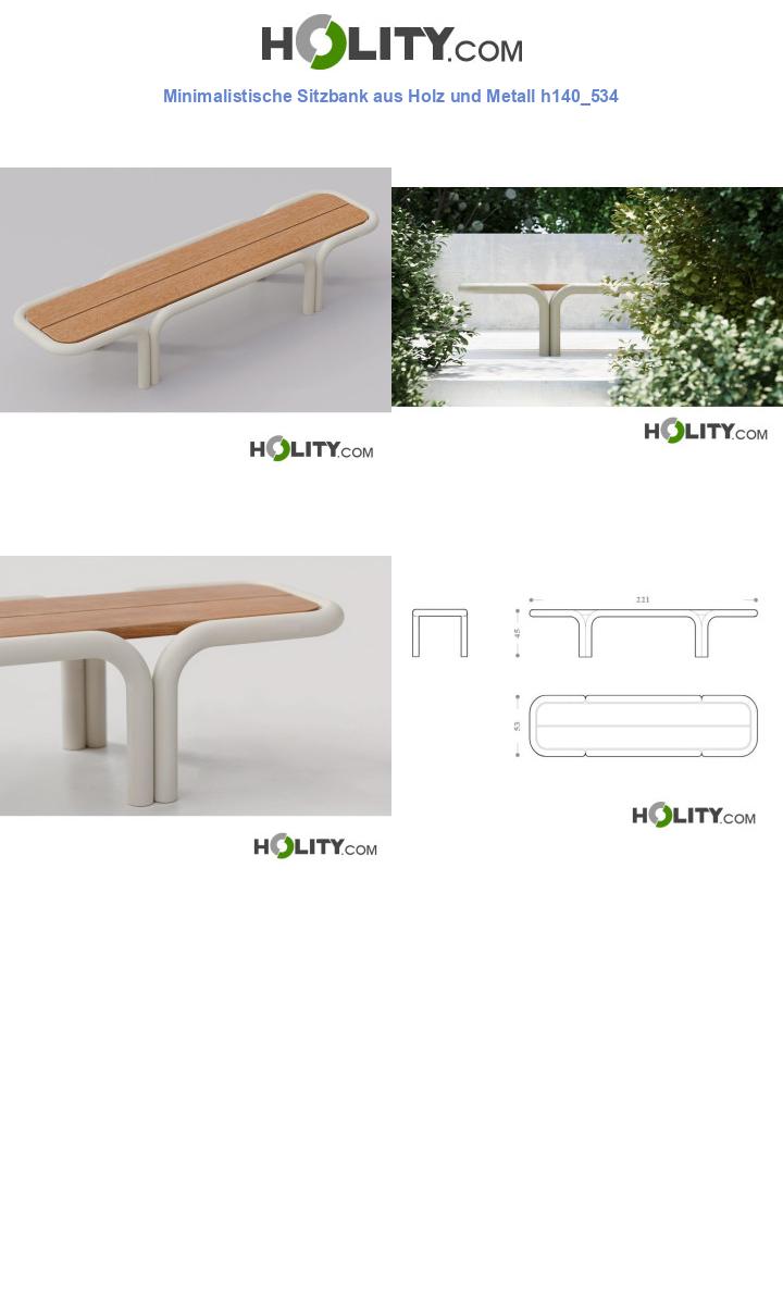 Minimalistische Sitzbank aus Holz und Metall h140_534