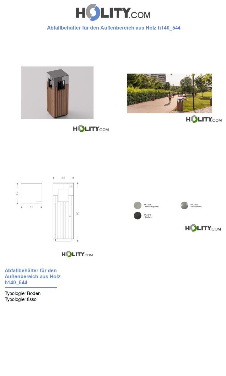 Abfallbehälter für den Außenbereich aus Holz h140_544