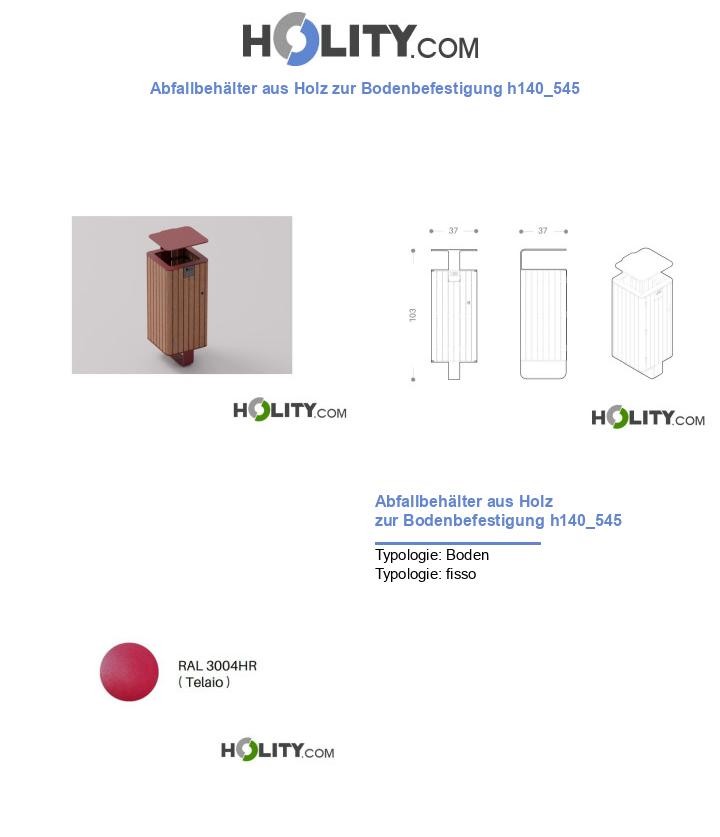 Abfallbehälter aus Holz zur Bodenbefestigung h140_545