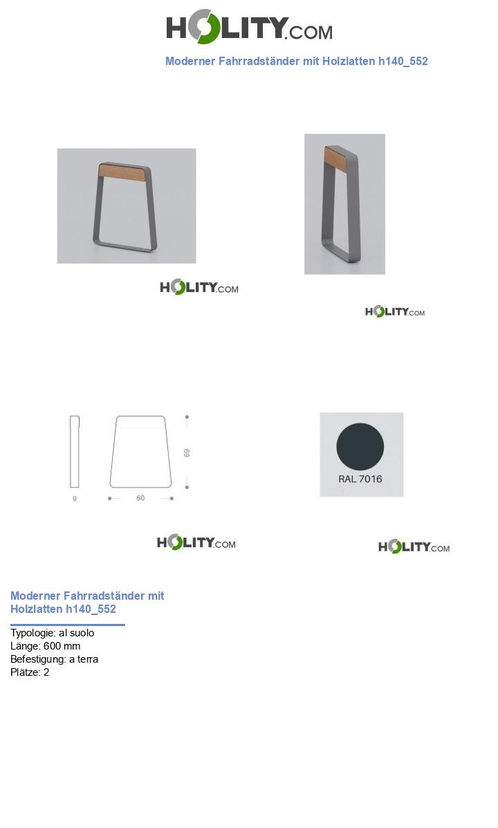 Moderner Fahrradständer mit Holzlatten h140_552