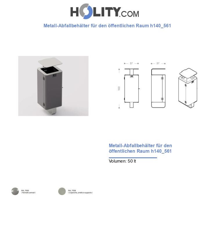 Metall-Abfallbehälter für den öffentlichen Raum h140_561