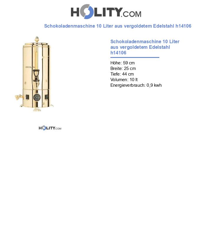 Schokoladenmaschine 10 Liter aus vergoldetem Edelstahl h14106