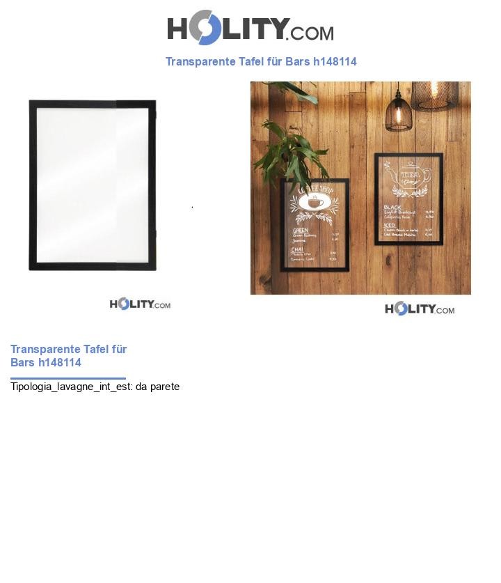 Transparente Tafel für Bars h148114