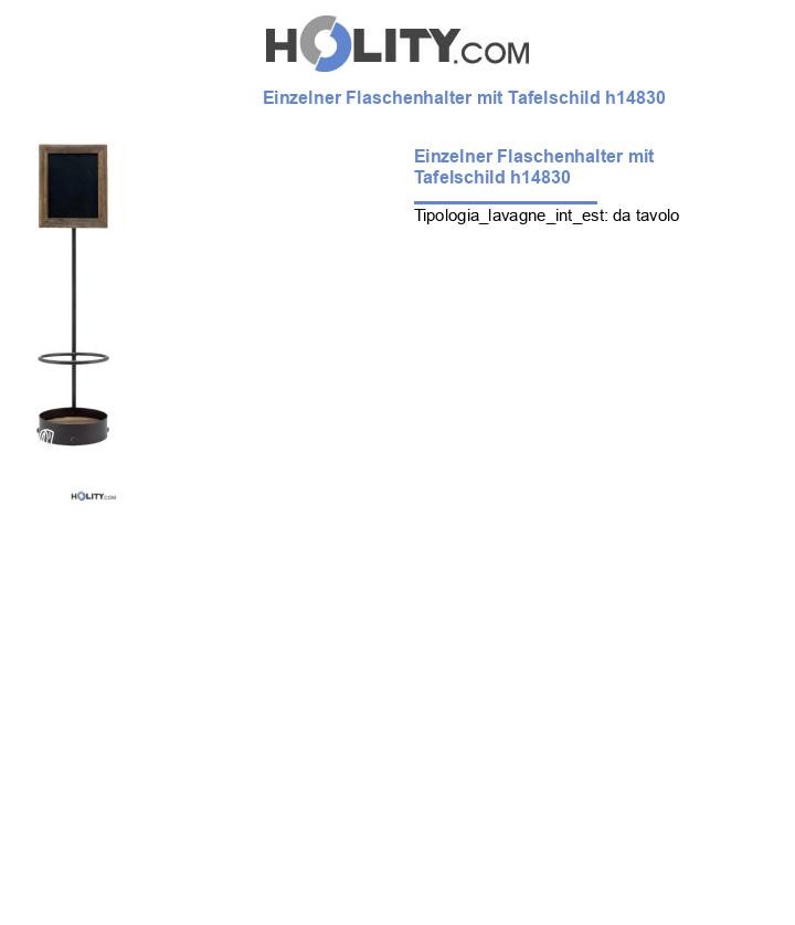 Einzelner Flaschenhalter mit Tafelschild h14830