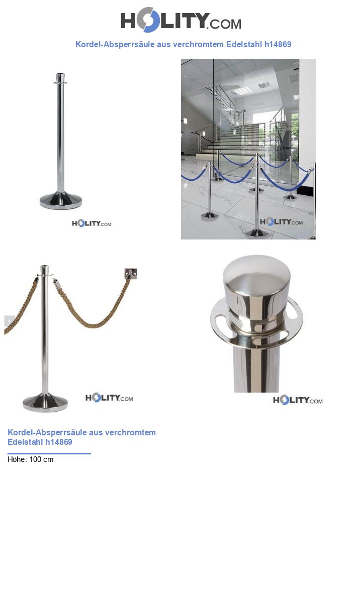 Kordel-Absperrsäule aus verchromtem Edelstahl h14869
