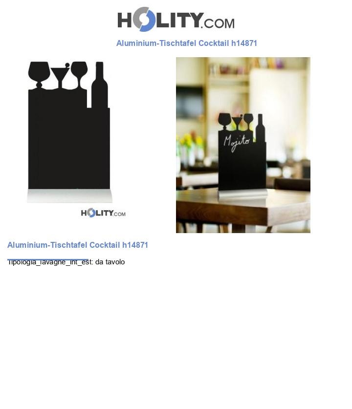 Aluminium-Tischtafel Cocktail h14871