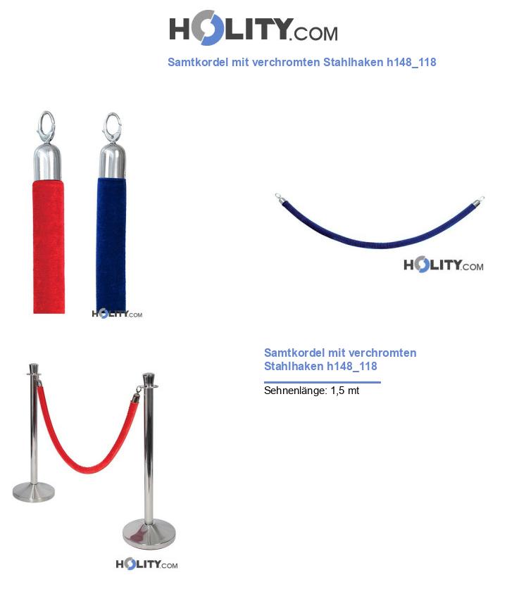 Samtkordel mit verchromten Stahlhaken h148_118