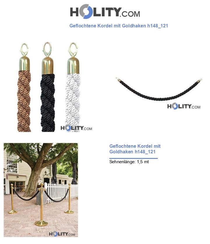 Geflochtene Kordel mit Goldhaken h148_121