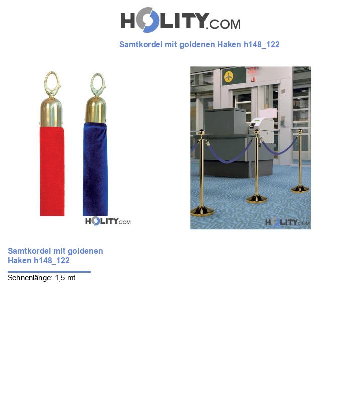 Samtkordel mit goldenen Haken h148_122