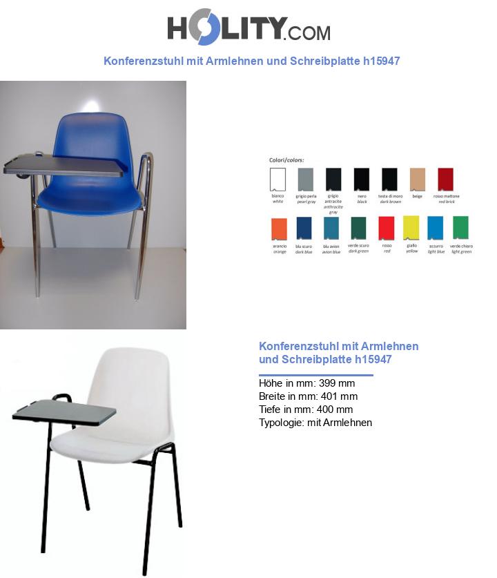 Konferenzstuhl mit Armlehnen und Schreibplatte h15947