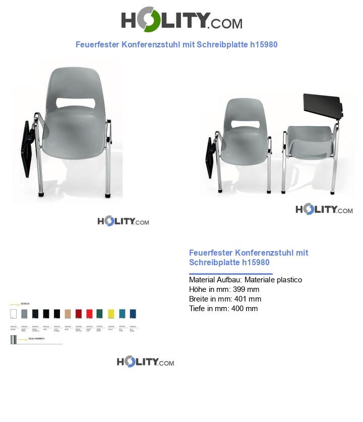 Feuerfester Konferenzstuhl mit Schreibplatte h15980