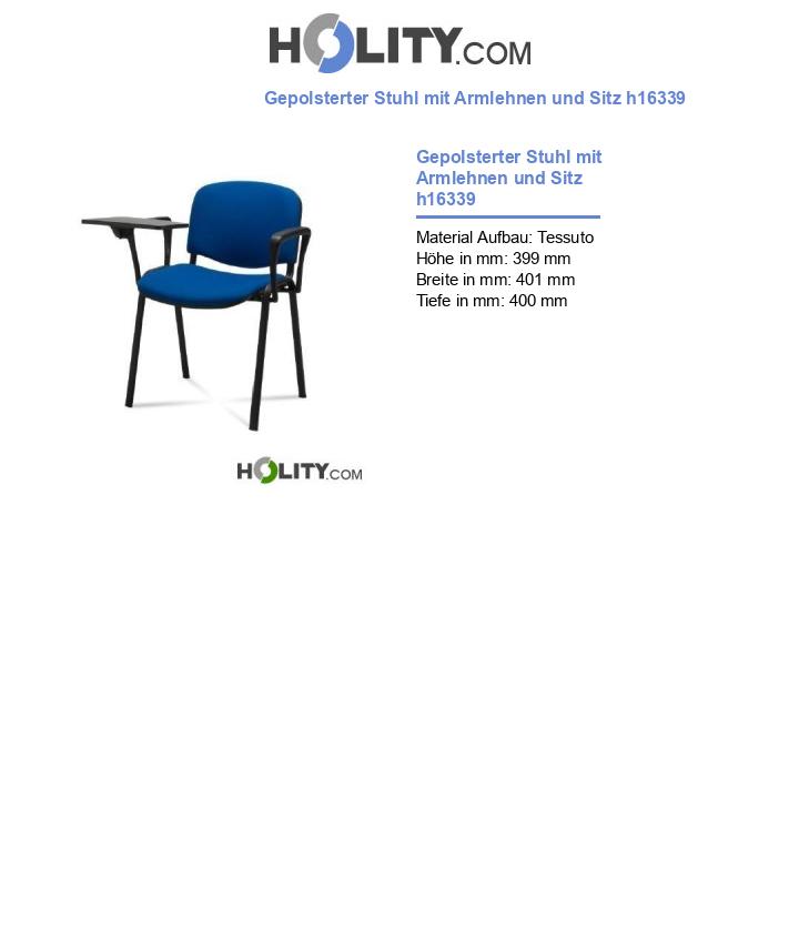 Gepolsterter Stuhl mit Armlehnen und Sitz h16339