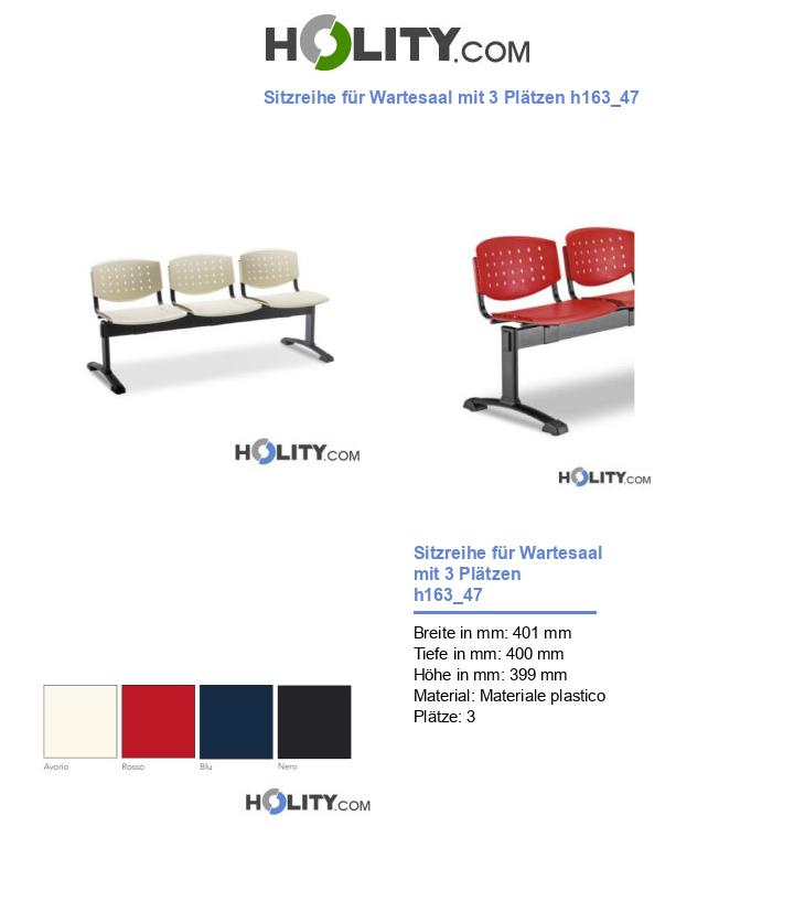 Sitzreihe für Wartesaal mit 3 Plätzen h163_47