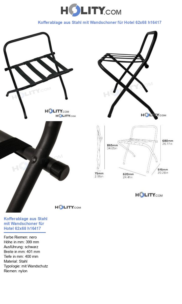 Kofferablage aus Stahl mit Wandschoner für Hotel 62x68 h16417