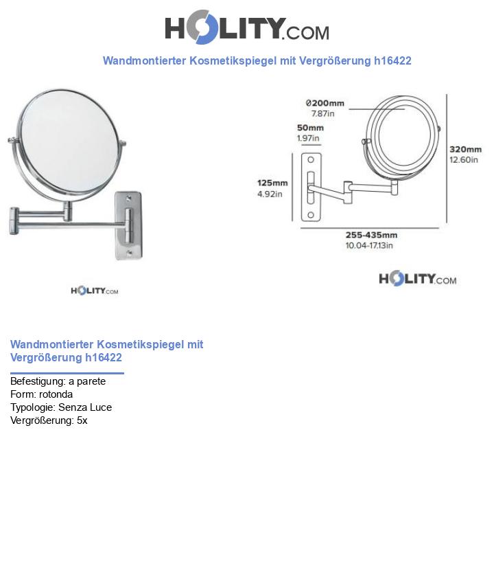 Wandmontierter Kosmetikspiegel mit Vergrößerung h16422