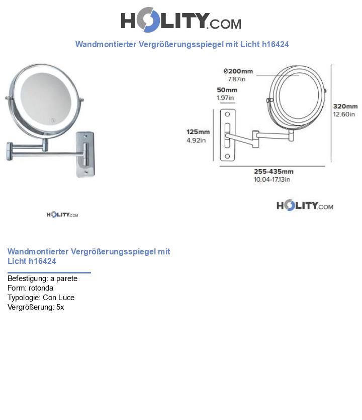 Wandmontierter Vergrößerungsspiegel mit Licht h16424