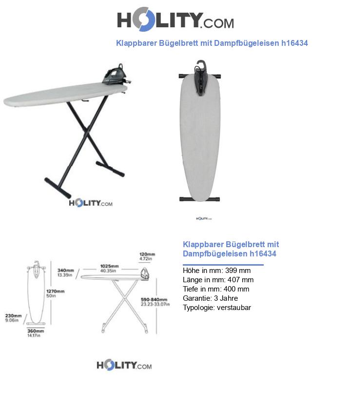 Klappbarer Bügelbrett mit Dampfbügeleisen h16434