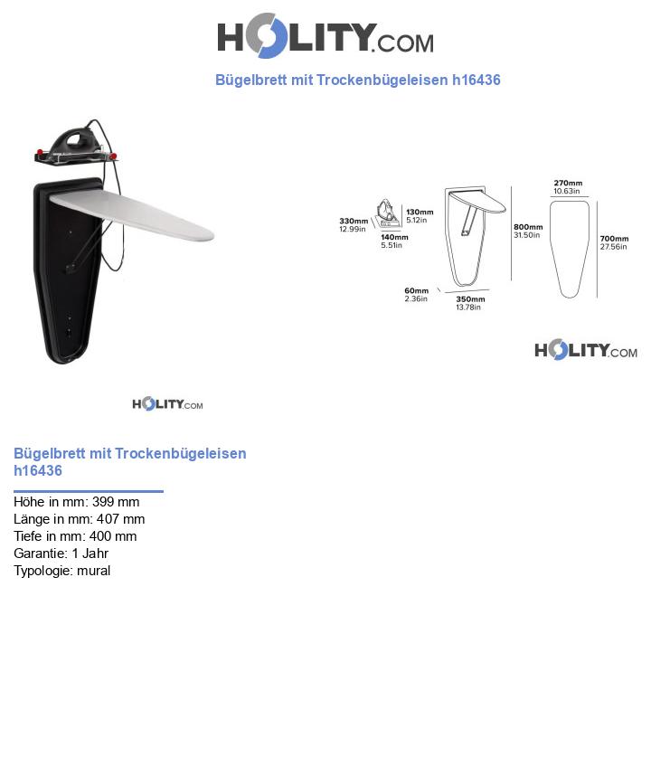 Bügelbrett mit Trockenbügeleisen h16436