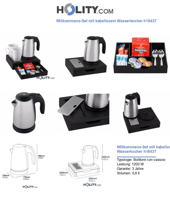 Willkommens-Set mit kabellosem Wasserkocher h16437